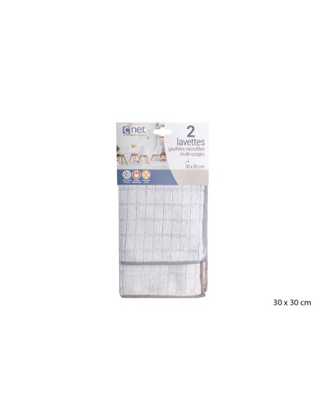 2 lavettes microfibre multi usages 30x30